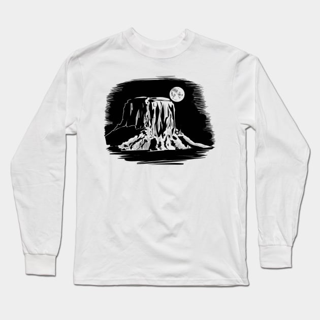 Moonlit Plateau Long Sleeve T-Shirt by HybridFiction